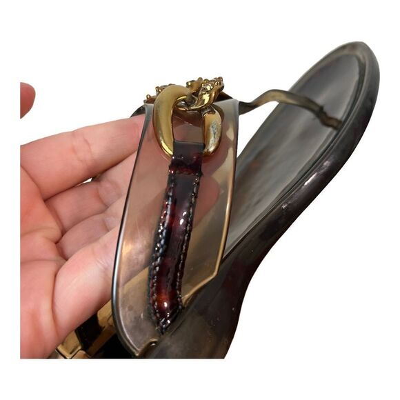 Stuart Weitzman Gold Gem Chain Jelly Sandals - Picture 8 of 9